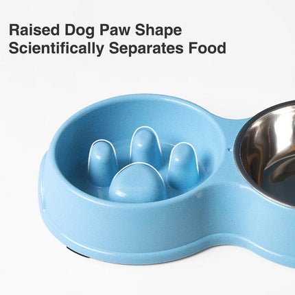 Dog Bowl Anti Choking Slow Feeder Cat Food Dish Double Bowl Pet Feeding Utensils