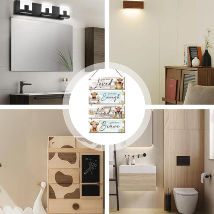 Highland Cow Hanging Plaque Decoration Rustic Style Durable Wood Material