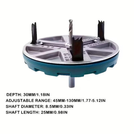 Adjustable Hole Saw Kit 45 to 130mm Drill Attachment