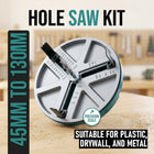 Adjustable Hole Saw Kit 45 to 130mm Drill Attachment