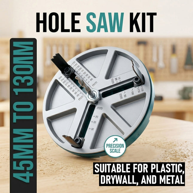 Adjustable Hole Saw Kit 45 to 130mm Drill Attachment