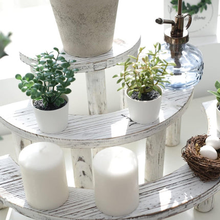 3 Tier Solid Wood Dessert Stand White Aesthetic for Party Cake Pastry Display
