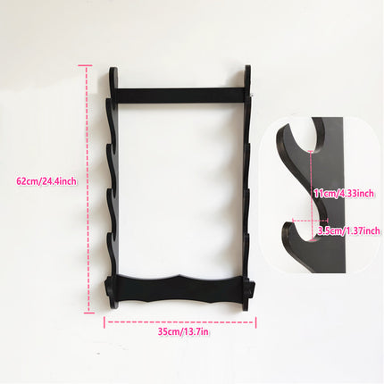 5-Tier Sword Holder Wall Mount Samurai Stand Display Katana Wall Hanger Rack