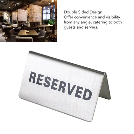 Stainless Steel Reserved Table Signs 6 Pack Tent Style