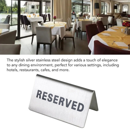 Stainless Steel Reserved Table Signs 6 Pack Tent Style