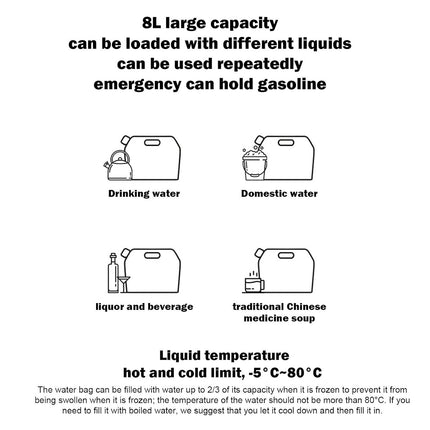 5pcs 8L Portable Water Bladder Tank Water Storage Bag For Camping Fishing Hiking