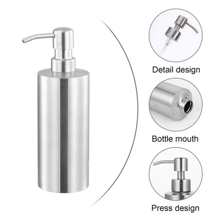 Soap Dispenser 500ml Stainless Steel Pump Silver Bathroom Liquid Container