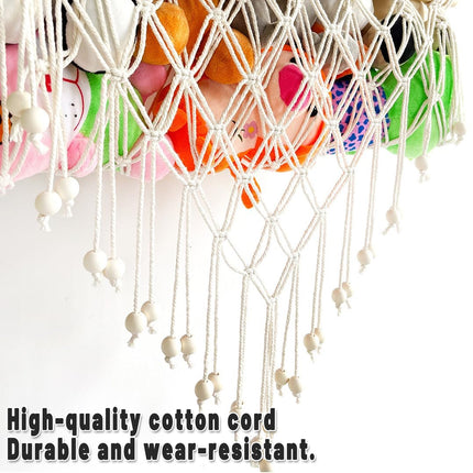 Macrame Wall Storage Rack Cotton Rope Off-White Adjustable Height