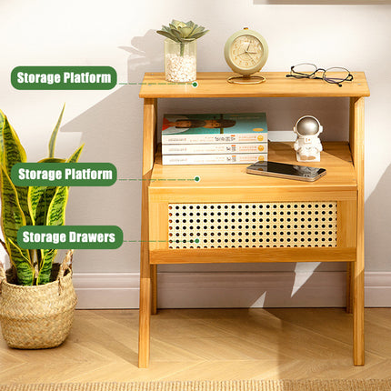 Drawer Bedroom Nightstand With Drawer Large Storage Stable Structure SpaceSaving