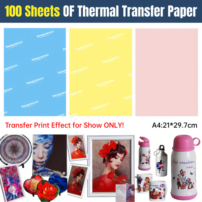 100 Sheets A4 Thermal Transfer Paper Premium Quality High Speed Quick Dry