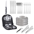 10/20PCS Camping Cutlery Set Outdoor Picnic Utensils Plates Spoons Forks Knives