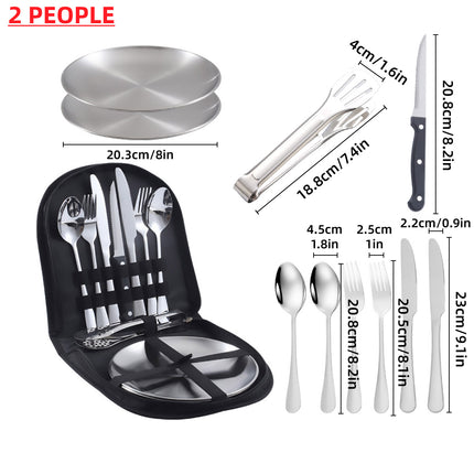 10/20PCS Camping Cutlery Set Outdoor Picnic Utensils Plates Spoons Forks Knives