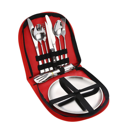 10/20PCS Camping Cutlery Set Outdoor Picnic Utensils Plates Spoons Forks Knives