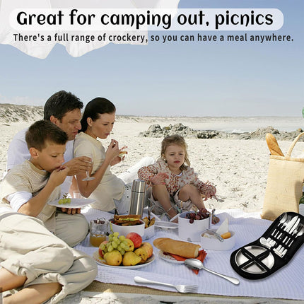 10/20PCS Camping Cutlery Set Outdoor Picnic Utensils Plates Spoons Forks Knives