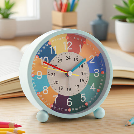 USB Charging Early Education Kids Metal Small Alarm Clock for Bedroom Bedside