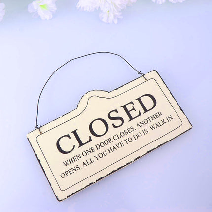 Wooden Open Closed Hanging Shop Signs 2 Pack 20x10cm