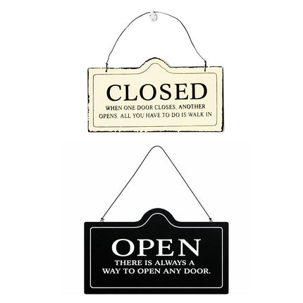Wooden Open Closed Hanging Shop Signs 2 Pack 20x10cm