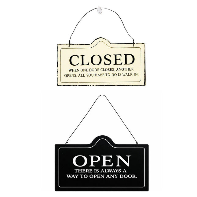 Wooden Open Closed Hanging Shop Signs 2 Pack 20x10cm
