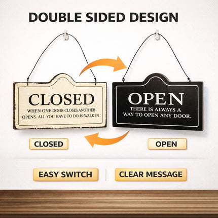 Wooden Open Closed Hanging Shop Signs 2 Pack 20x10cm