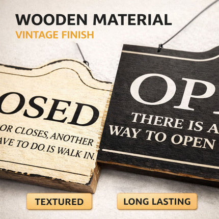 Wooden Open Closed Hanging Shop Signs 2 Pack 20x10cm