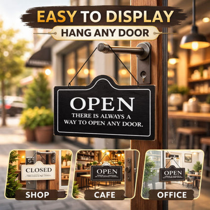 Wooden Open Closed Hanging Shop Signs 2 Pack 20x10cm