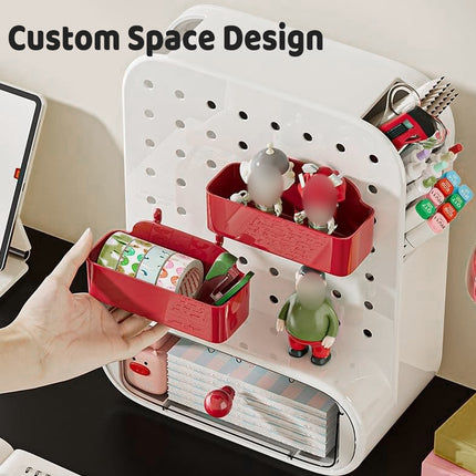 Drawer Pegboard Desktop Storage Box Space Saving Office Home Bedroom Stationery