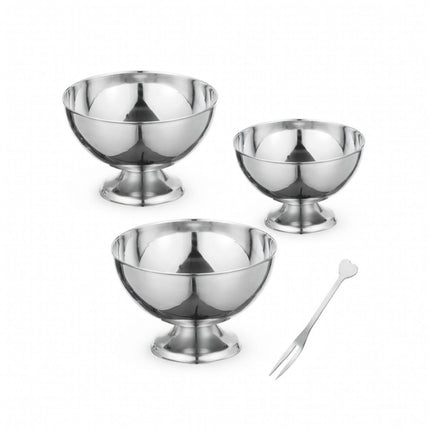 Stainless Steel Dessert Bowls Set of 9 Ice Cream Salad Cups with Forks