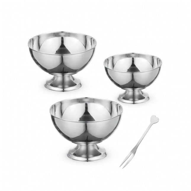 Stainless Steel Dessert Bowls Set of 9 Ice Cream Salad Cups with Forks