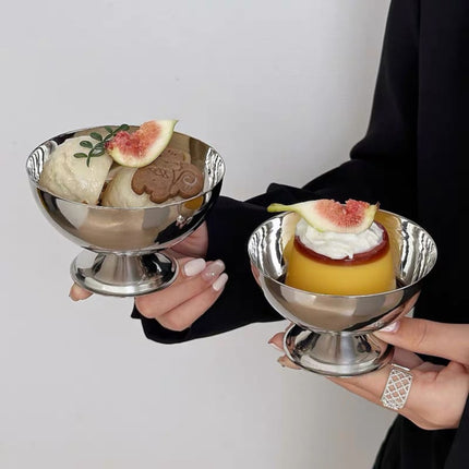 Stainless Steel Dessert Bowls Set of 9 Ice Cream Salad Cups with Forks