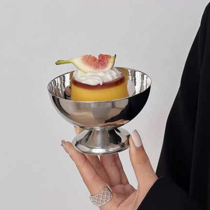 Stainless Steel Dessert Bowls Set of 9 Ice Cream Salad Cups with Forks