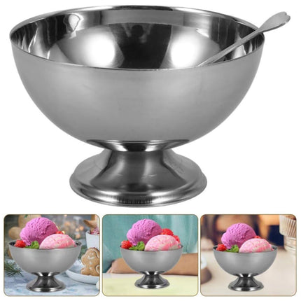 Stainless Steel Dessert Bowls Set of 9 Ice Cream Salad Cups with Forks