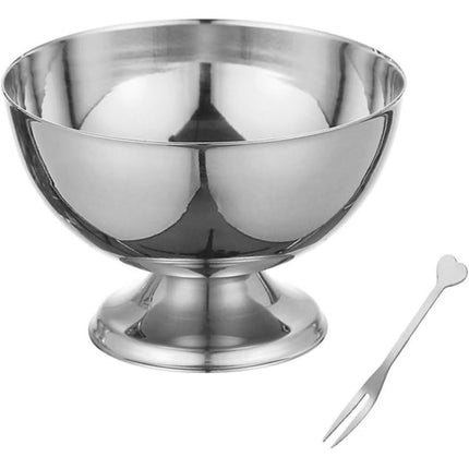 Stainless Steel Dessert Bowls Set of 9 Ice Cream Salad Cups with Forks