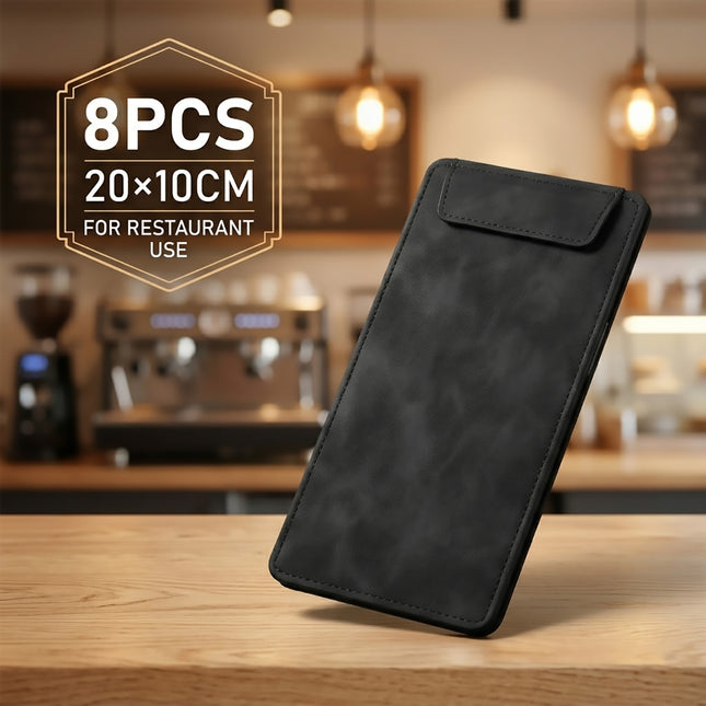 Black Faux Leather Menu Bill Holders A6 8 Pack