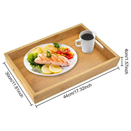 Rectangular Bamboo Serving Trays with Handles 4 Pack