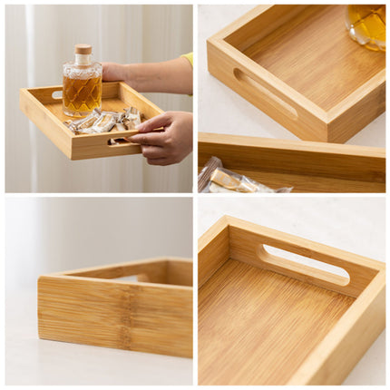 Rectangular Bamboo Serving Trays with Handles 4 Pack
