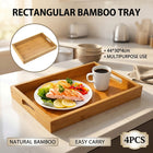 Rectangular Bamboo Serving Trays with Handles 4 Pack