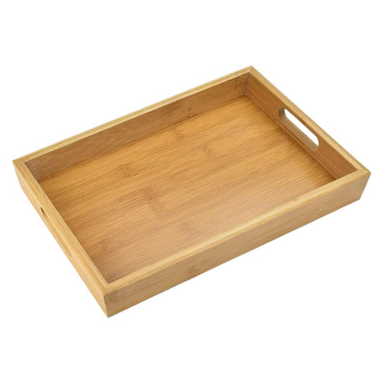 Rectangular Bamboo Serving Trays with Handles 4 Pack