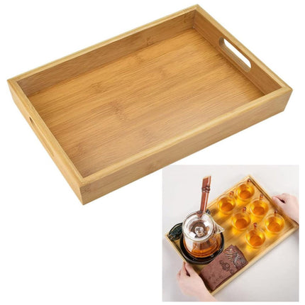 Rectangular Bamboo Serving Trays with Handles 4 Pack