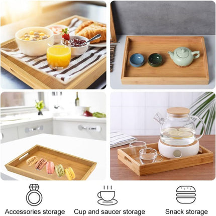 Rectangular Bamboo Serving Trays with Handles 4 Pack