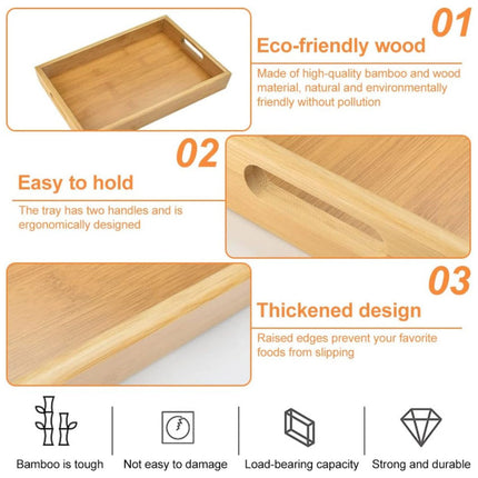 Rectangular Bamboo Serving Trays with Handles 4 Pack