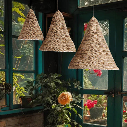 3PCS Woven Lampshade Set Pendant Light Cover for Ceiling Hanging Lamp Durable