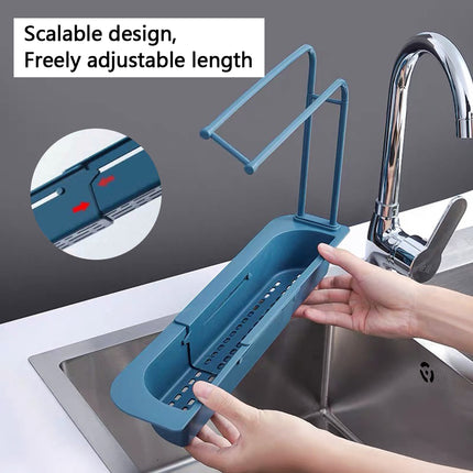 Telescopic Sink Rack Holder Expandable Storage Drain Basket Home Kitchen Kit