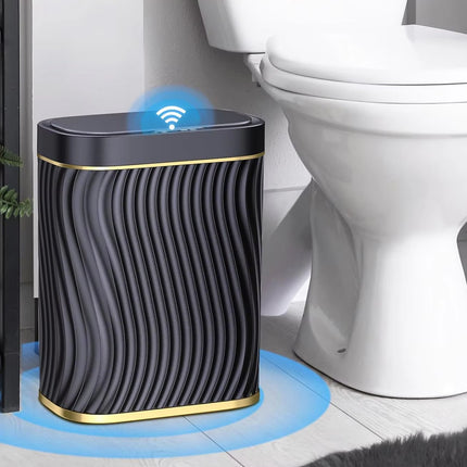 Sensor Trash Can 8L Narrow Black Smart Bin Touchless Bathroom Toilet Waste Bin