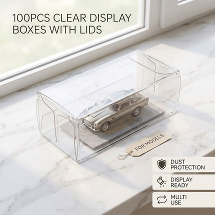 Clear Plastic Display Boxes with Lids 100 Pack