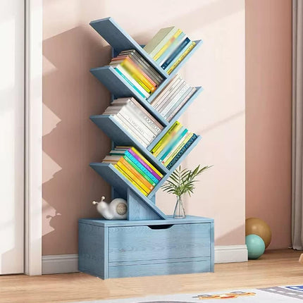 Bookshelf Display Shelf Book Storage Rack Wood Bookcase Drawer Durable Aesthetic