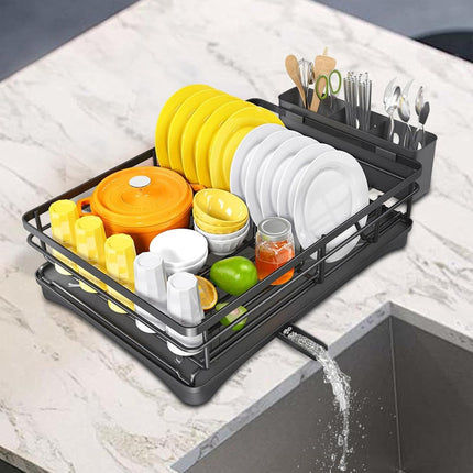 Large Capacity Kitchen Dish Drying Rack Sink Plate Bowl Tableware Storage Shelf