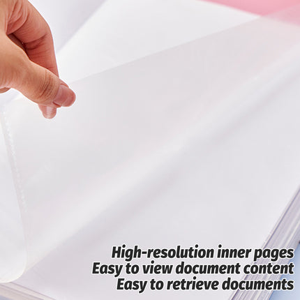 5PCS A4 Folder 30 Clear Pockets Document File Organizer for Office School Use
