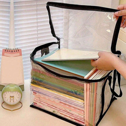 3pcs Book Organizer Storage Box Transparent Large Capacity Textbook Bag School