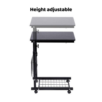 Mobile Side Table Adjustable Height Durable for Bedroom Living Room Home Use