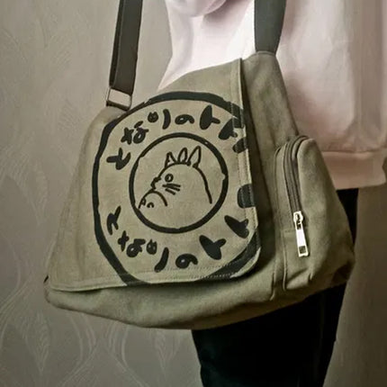 Canvas Shoulder Messenger Bag Large Capacity Travel Laptop Crossbody Bag
